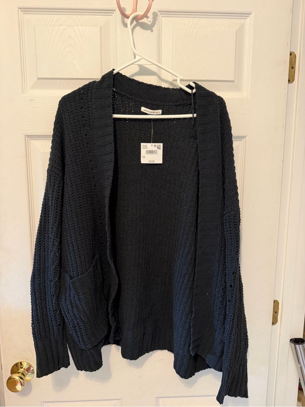 American Eagle Outfitters Black Open-Front Knit Cardigan
